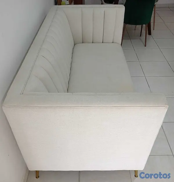 muebles y colchones - Sofá moderno 2 plazas beige con patas doradas – RD 2