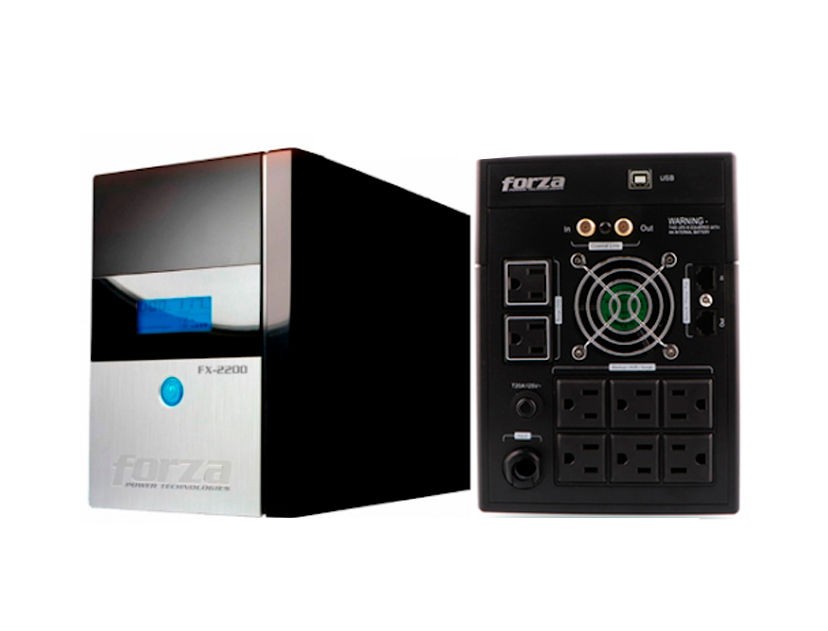 computadoras y laptops - UPS FORZA FX-2200LCD 2200VA 1200 WATTS 8 ENTRADAS, PUERTO USB, PANTALLA LCD 120V