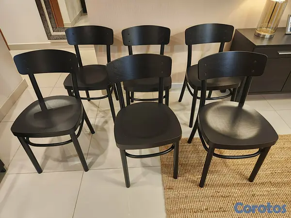 muebles y colchones - 6 Sillas de comedor negras 2