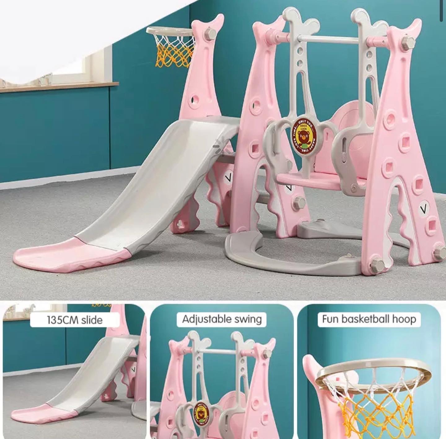 juguetes - Juego para niños para niños 3 en 1 : Columpio - tobogán Nuevo azul y rosa 2
