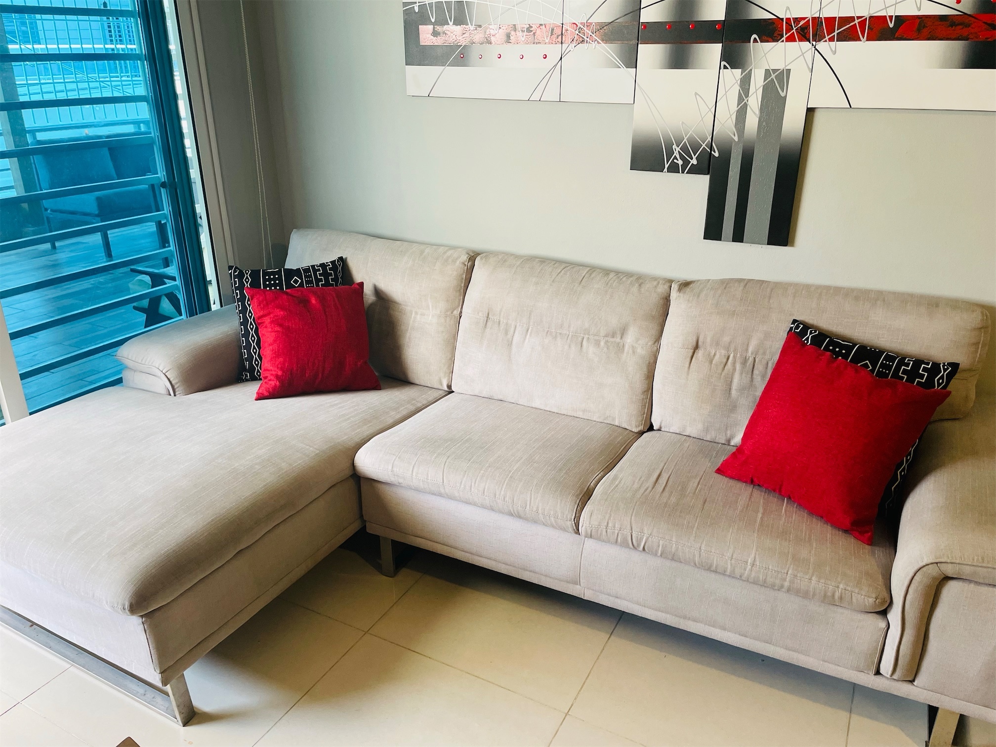 muebles y colchones - Sofá en forma de “L” color gris