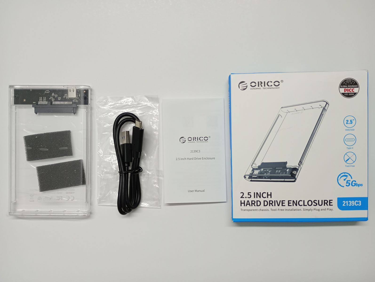 otros electronicos - Enclosure ORICO 2.5 Sata USB 3.1 Type-C 1
