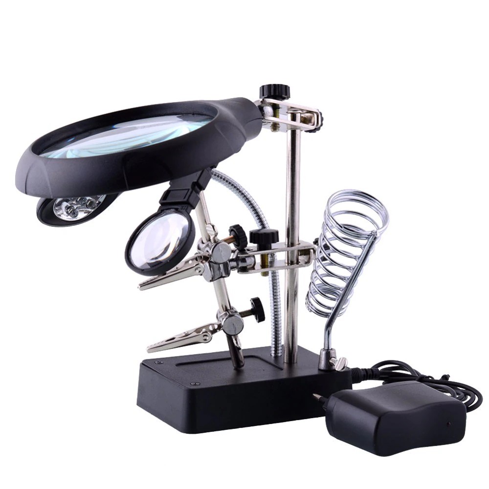 accesorios para electronica - Lupa de soldar con clip auxiliar y soldador de mano 3 en 1. Herramientas 1