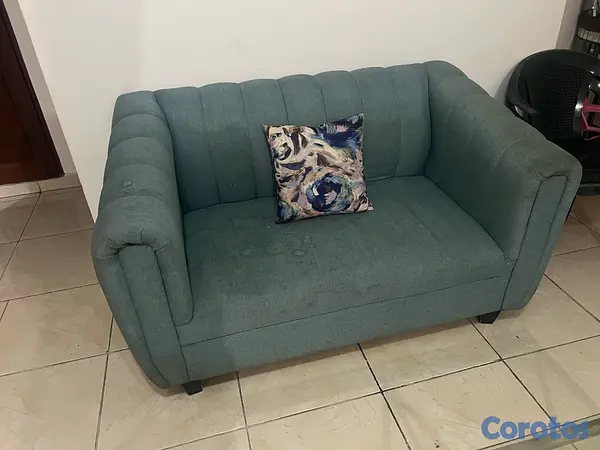 muebles y colchones - Juego de sala moderno de 2 piezas (Sofá + Loveseat) - Color Azul 
 3