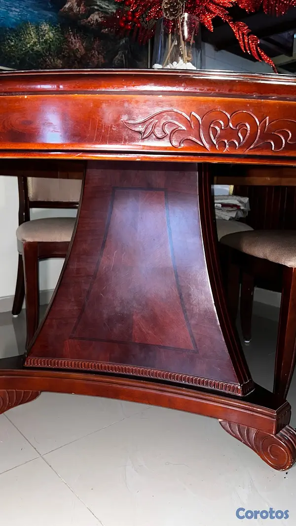 muebles y colchones - mesa redonda de 6 sillas  3