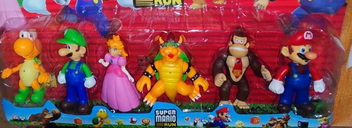 juguetes - SET DE MARIO BROSS SUPER MARIO RUN 6 FIGURAS MARIO BROS