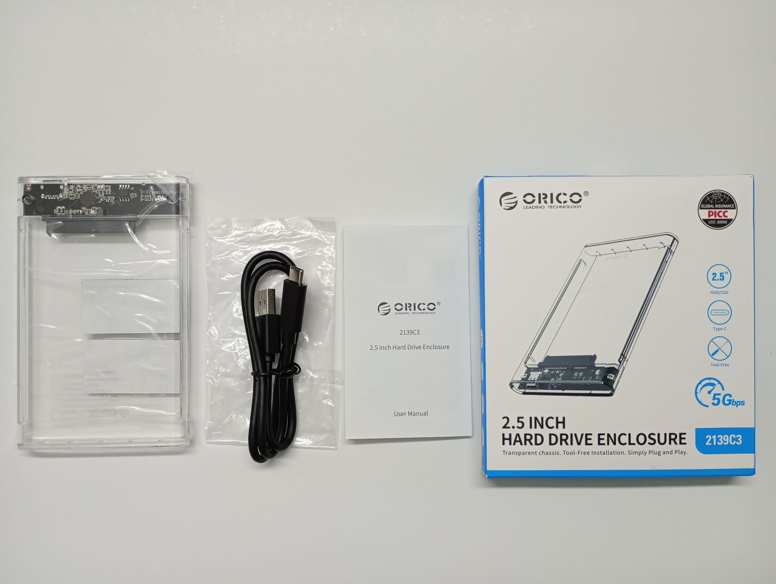 otros electronicos - Enclosure ORICO 2.5 Sata USB 3.1 Type-C 2