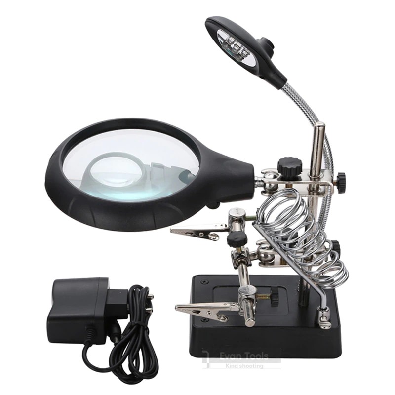 accesorios para electronica - Lupa de soldar con clip auxiliar y soldador de mano 3 en 1. Herramientas 2