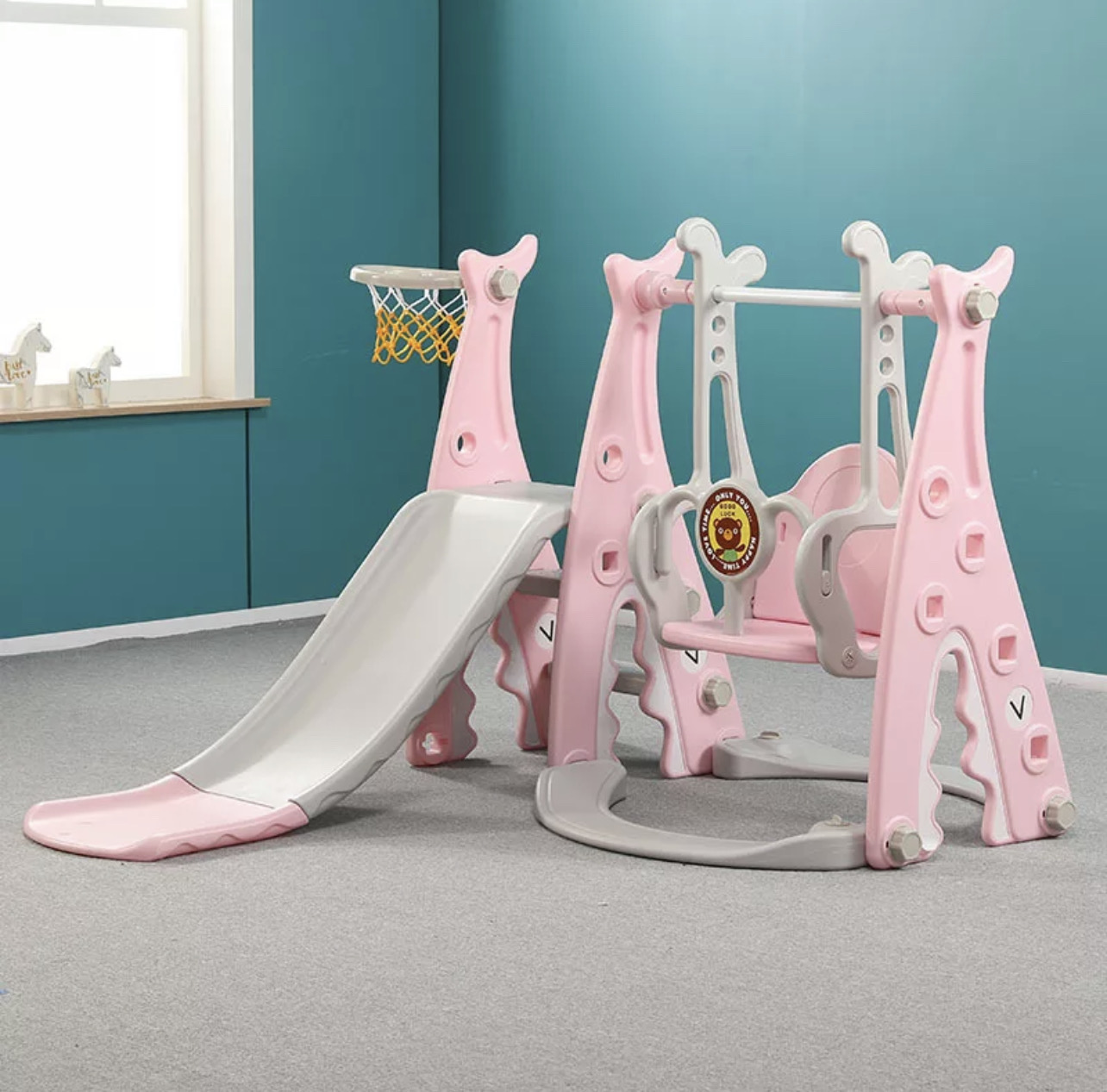 juguetes - Juego para niños para niños 3 en 1 : Columpio - tobogán Nuevo azul y rosa 0