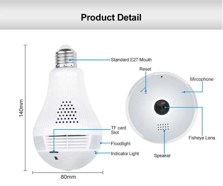 camaras y audio - Cámara wifi tipo bombillo, ideal para monitorear de manera discreta.  2