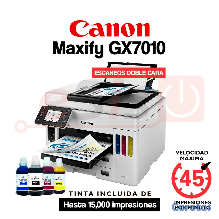 impresoras y scanners - CANON PROFESIONAL  GX7010 MAXIFY, SISTEMA TINTA CONTINUA DE FABRICA,DOBLE BANDEJ 1