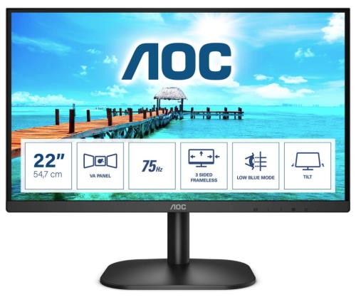 computadoras y laptops - MONITOR AOC 22 pulgadas  HDMI  FHD 1920X 1080, BORDERLESS, VESA, ULTRASLIM 1