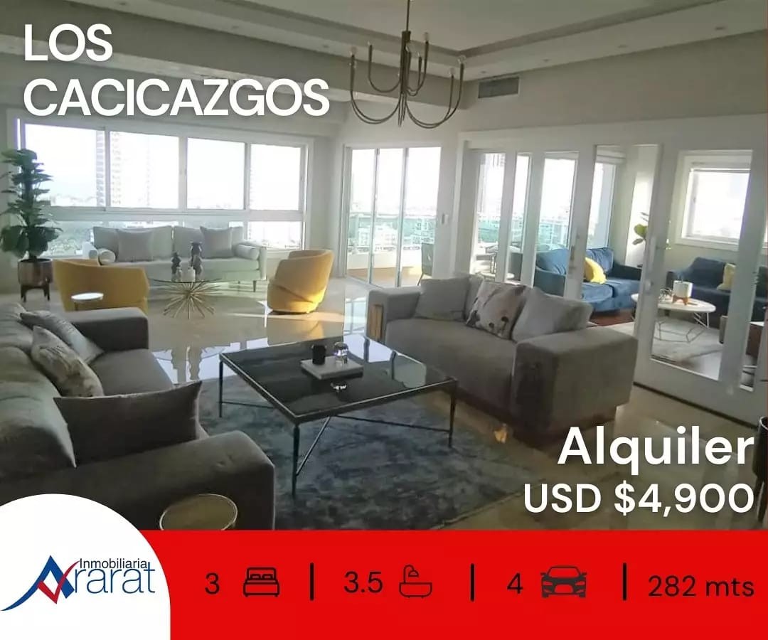 apartamentos - Alquilo apto amueblado en Los Cacicazgos con vista la mar
US$4,900.00 