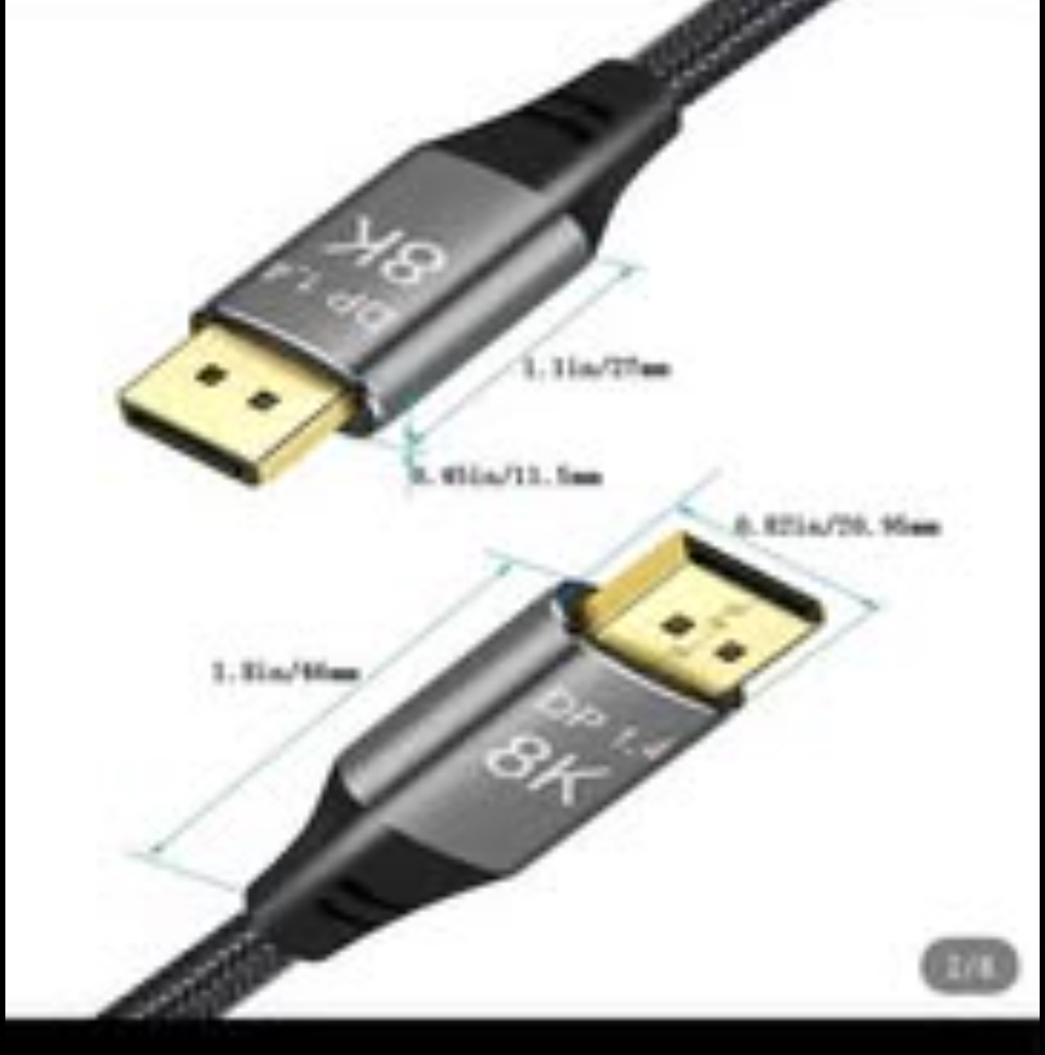 accesorios para electronica - Cable DisplayPort a DisplayPort 1.4 1