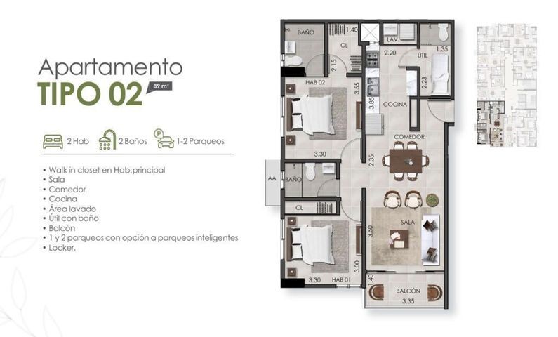 apartamentos - Apartamento en venta #23-1898 ascensor, parqueo cubierto, 1 dormitorio, walking  8