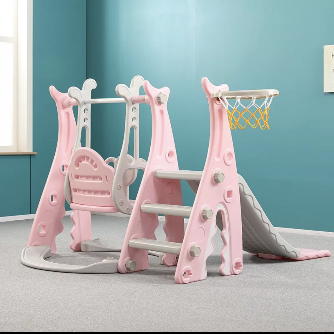 juguetes - Juego para niños para niños 3 en 1 : Columpio - tobogán Nuevo azul y rosa 3