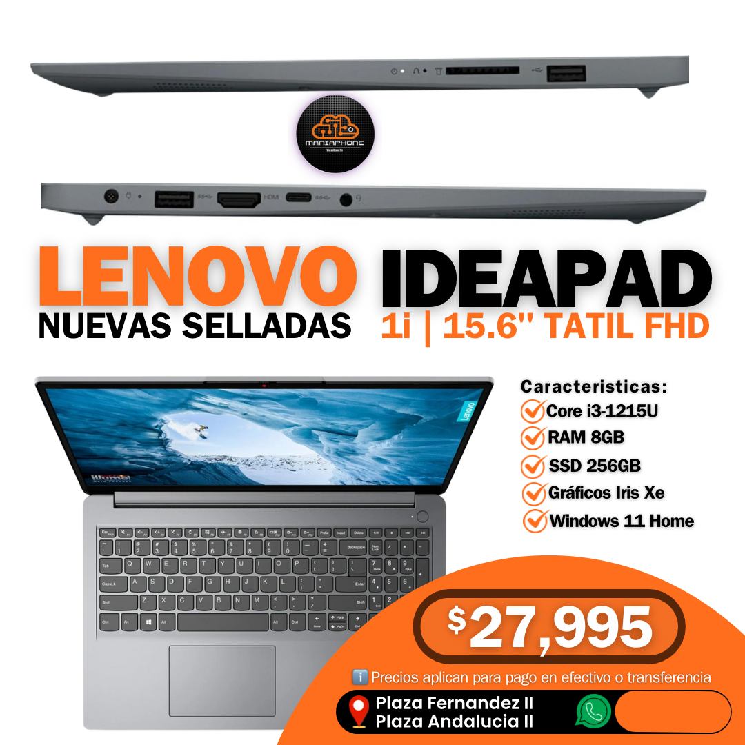 computadoras y laptops - Lenovo ideapad 1i 15.6” i3-1215U 256GB SSD RAM 8GB 0