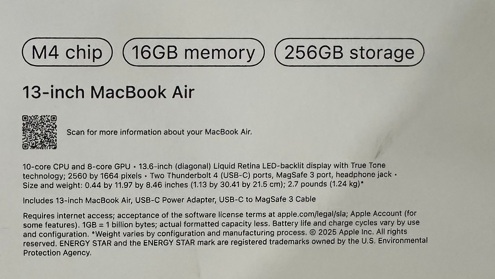 computadoras y laptops - MACBOOK AIR M4 CHIP 13" 256GB SSD+16GB RAM SELLADA 1