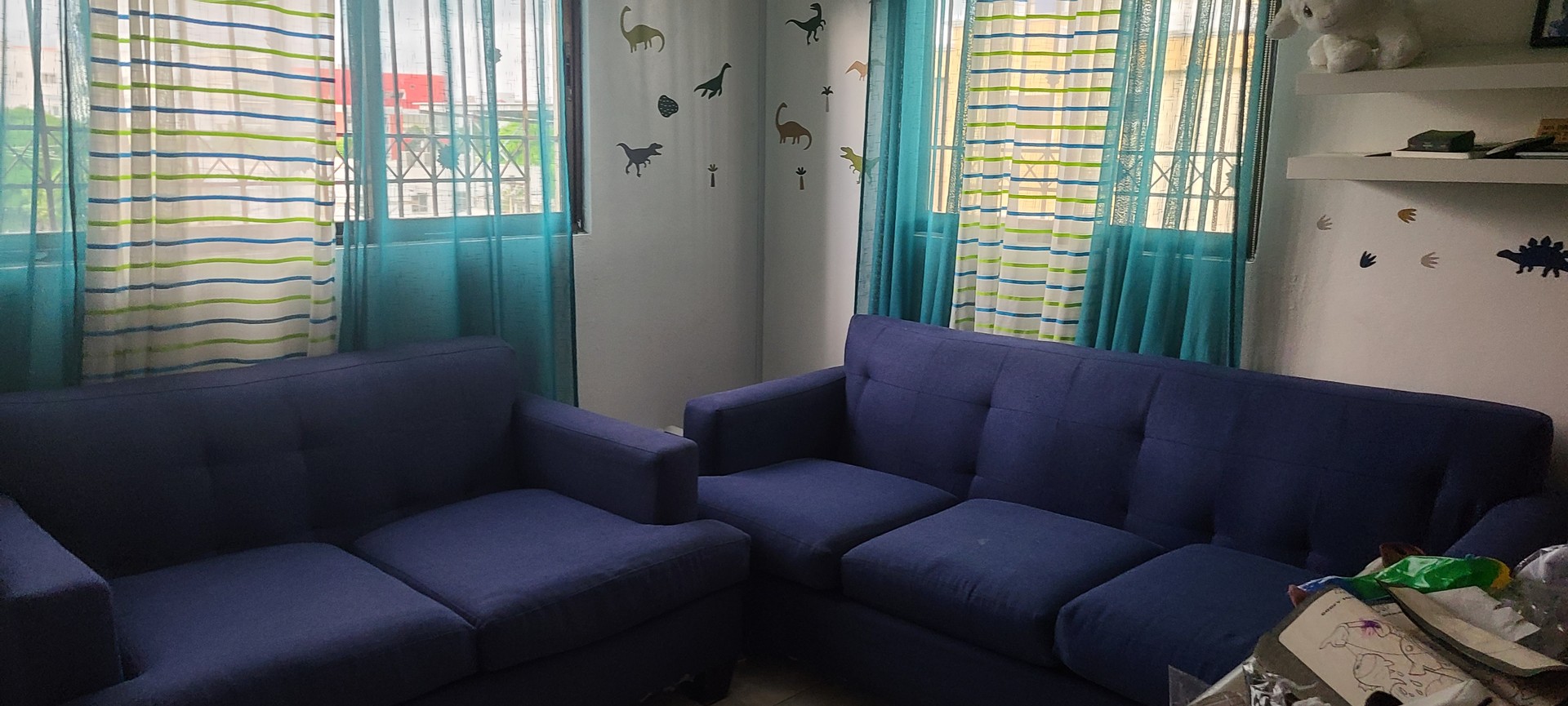 muebles y colchones - Juego de muebles azul oscuro  (1 mueble de 3 plazas y 1 de 2 plazas)  0