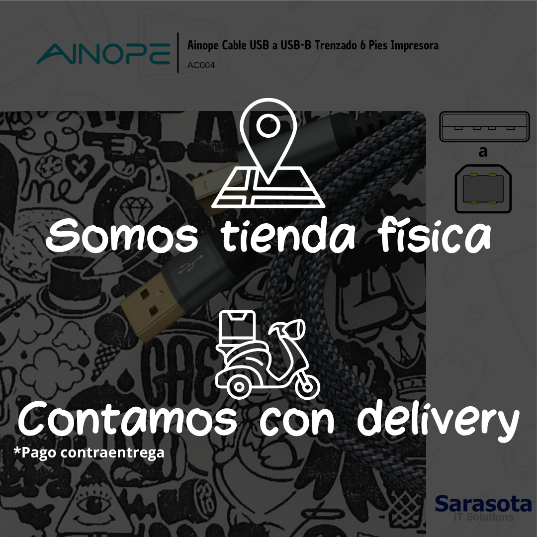 accesorios para electronica - Ainope Cable USB a USB-B Trenzado 6 Pies Impresora 3