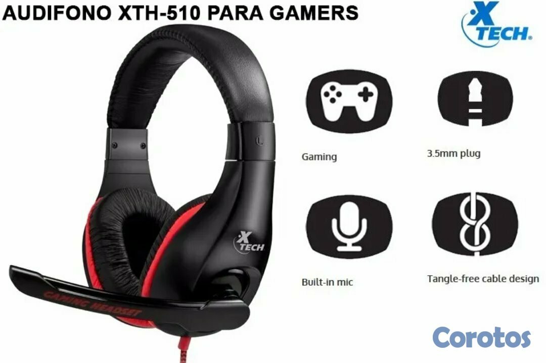 computadoras y laptops - AUDIFONO CON MICROFONO XTECH, GAMING 3.5MM, XTH-510  1