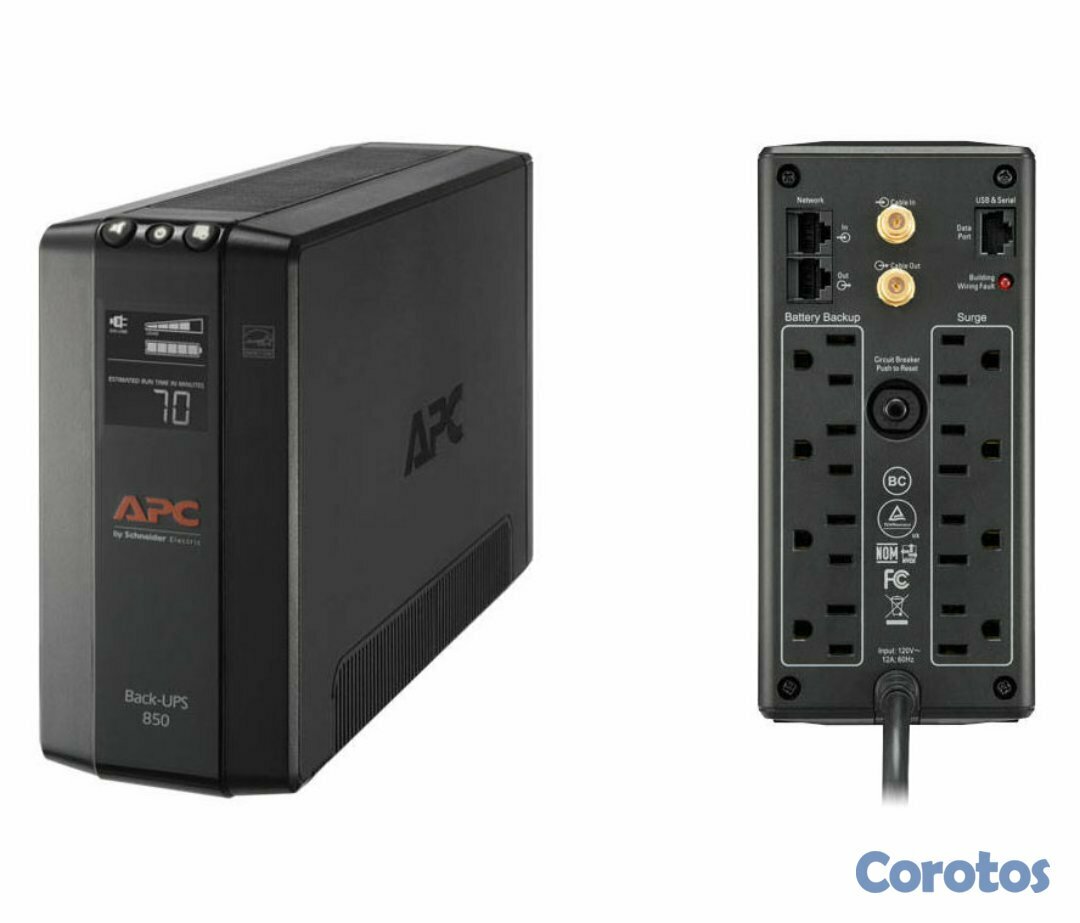 computadoras y laptops - UPS APC BX850M-LM60 BACK-UPS, 0.85KVA(850VA), 510 WATTS, INPUT 88-139V / OUTPUT 