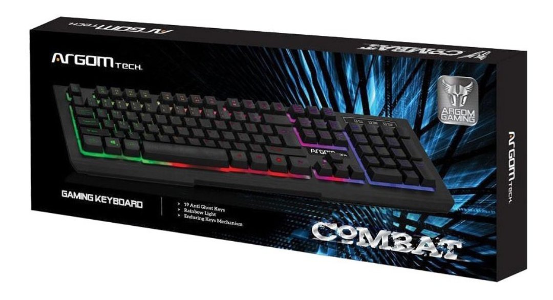 computadoras y laptops - TECLADO ARGOM, GAMING COMBAT, BACKLIGHT, USB INGLES COLOR NEGRO ARG-KB-2055BK 1
