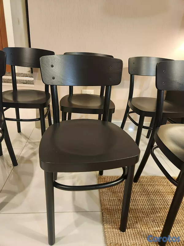muebles y colchones - 6 Sillas de comedor negras 3