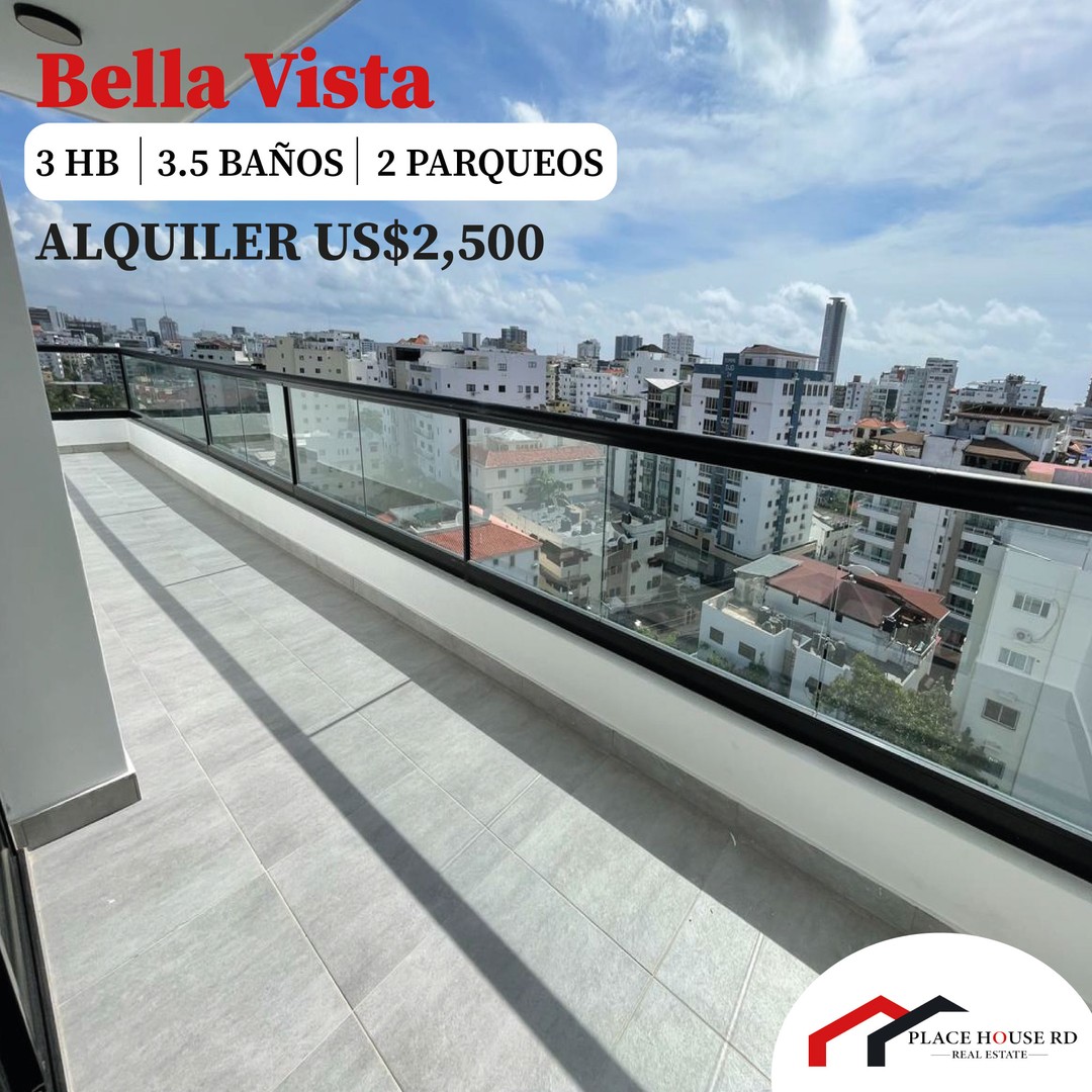 apartamentos - ALQUILER DE APARTAMENTO 3H EN SECTOR BELLA VISTA