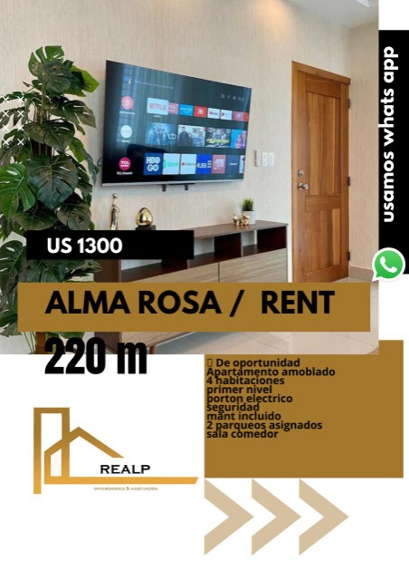 apartamentos - Apartamento amoblado alma rosa 0