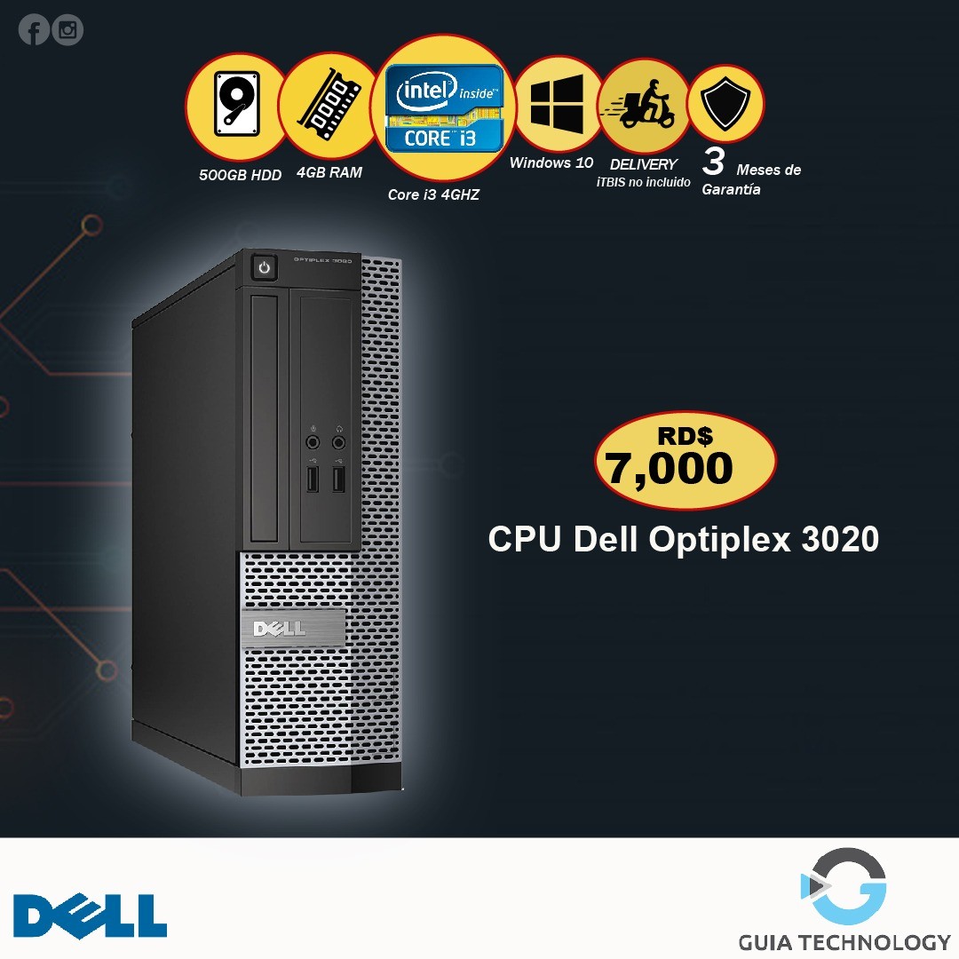 CPU Dell Optiplex 3020 Core i3-4150 @3.50 500GB HDD, 4GB RAM