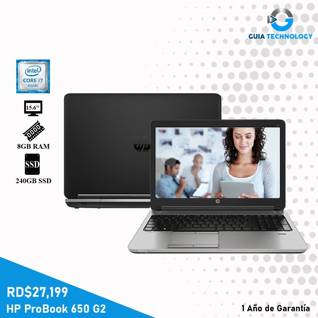 computadoras y laptops - HP Probook 650 G2 Core i7-6820HQ @2.70 240GB SSD 8GB RAM (Mouse y Mochila)