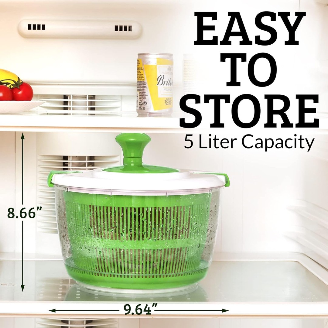 cocina - Secador manual de ensalada lechuga Spinner de gran capacidad 5 Litros lechuga 2