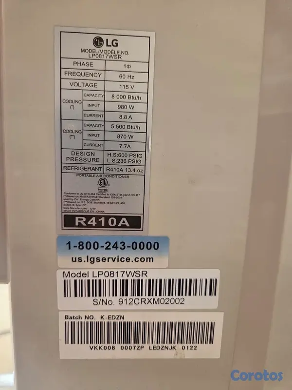 aires acondicionados y abanicos - Aire portatil LG 115 V negociable  5