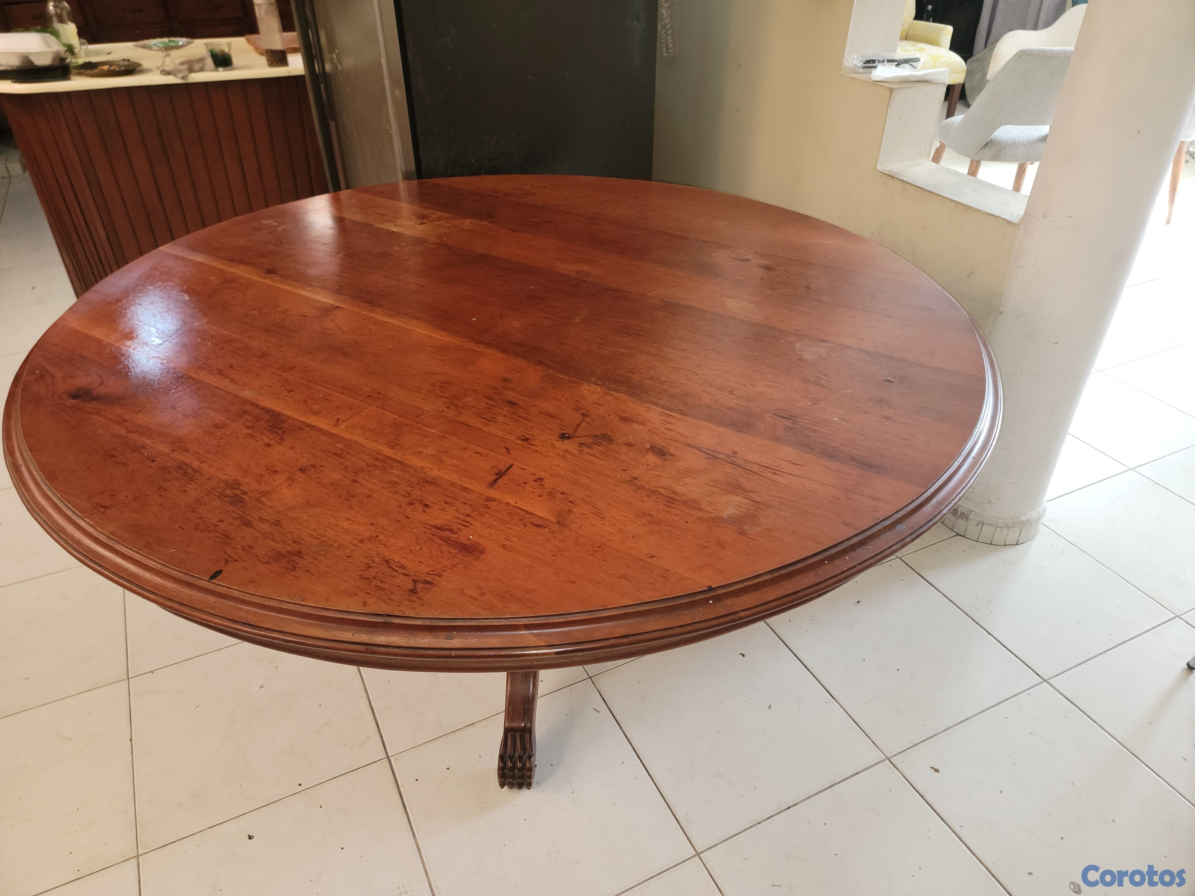 muebles y colchones - Mesa de comedor en caoba centenaria maciza 7