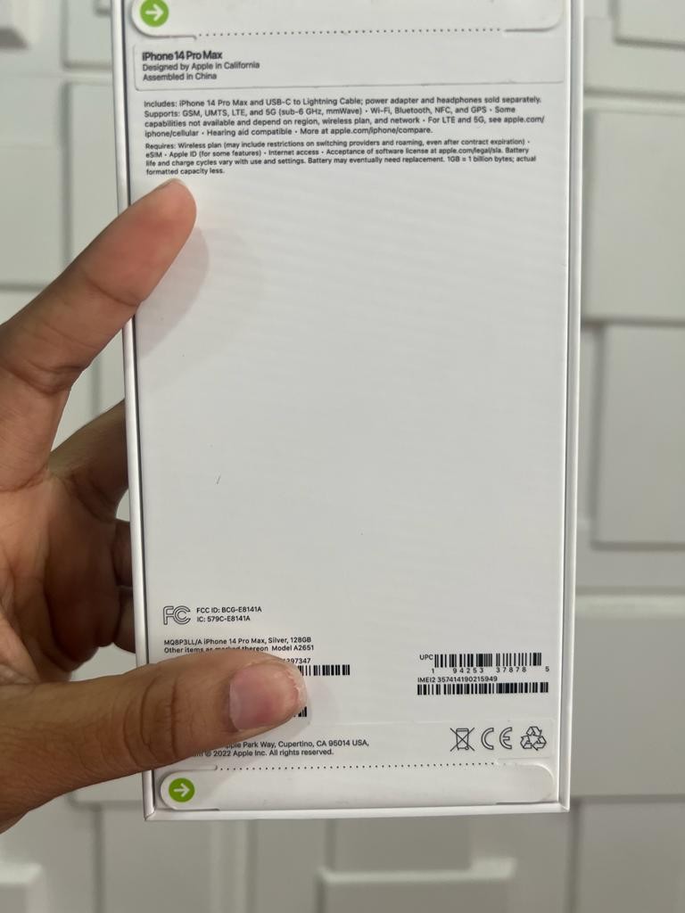 celulares y tabletas - iPhone 14 Pro Max E-sim 128gb Silver Sellado 1