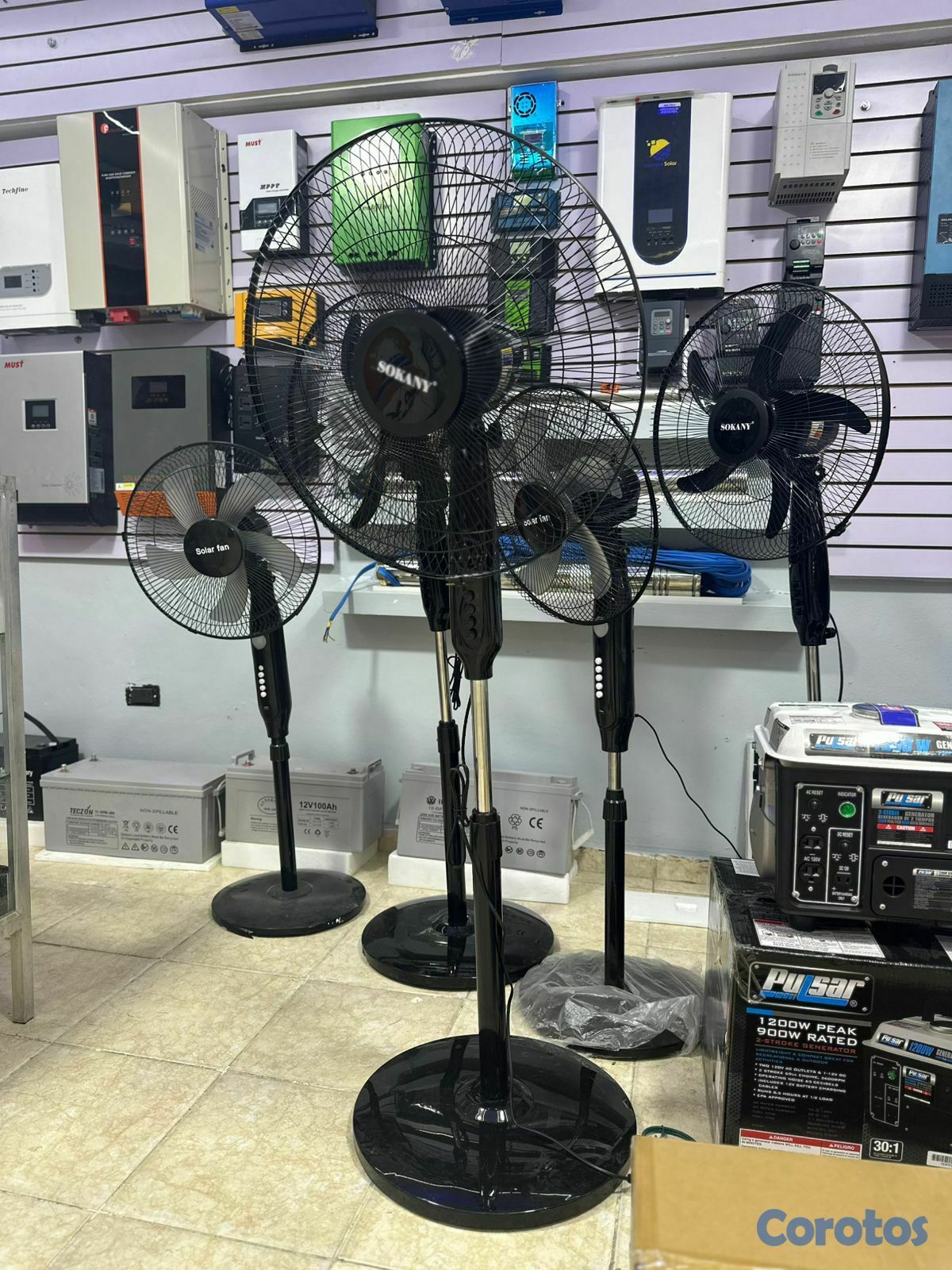 plantas e inversores - Abanicos solares con portó USB y panel incluido 