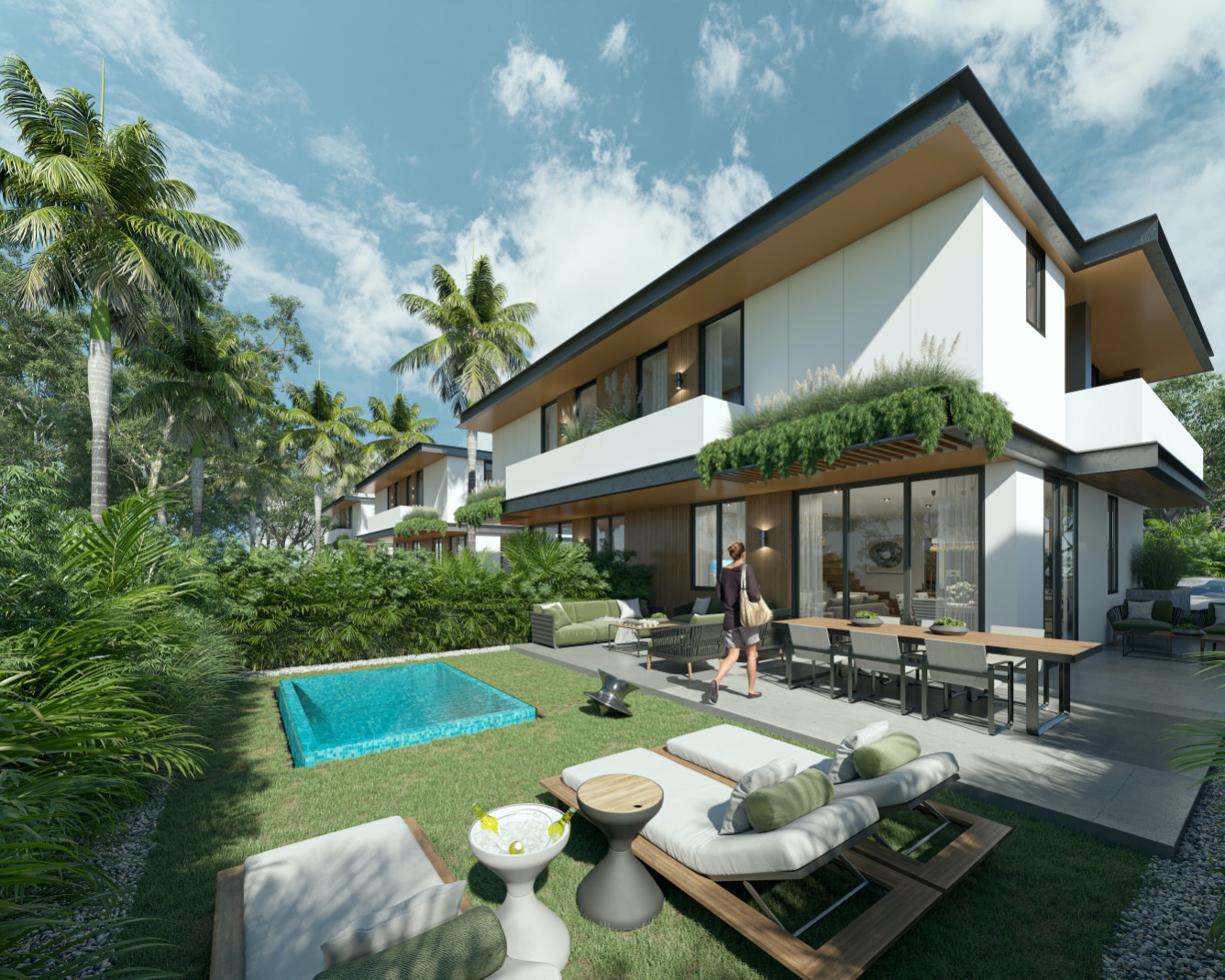 casas vacacionales y villas - Villas en venta en Punta Cana con Campo de golf y playa artificial.