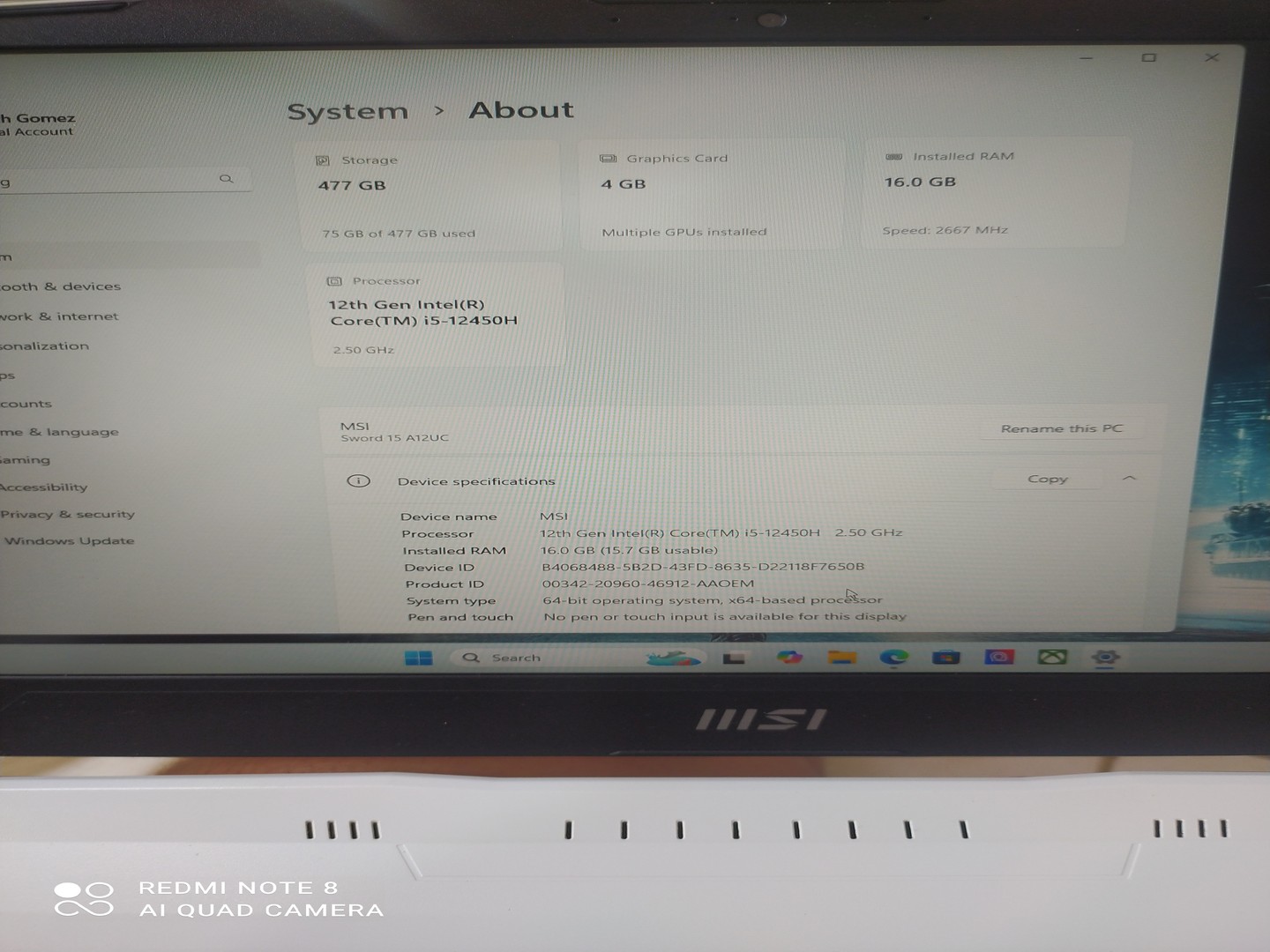 computadoras y laptops - MSI SWORD 15/ RTX 3050ti