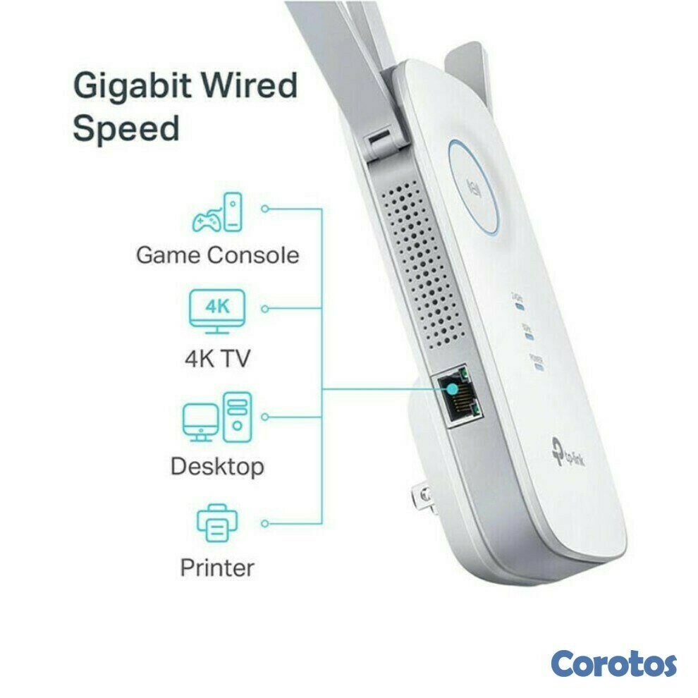 otros electronicos - REPETIDOR TP-LINK RE450, 2.4GHZ/450MBPS, 5GHZ/1300MBPS, 1 PUERTO GIGABIT LAN, 80 3