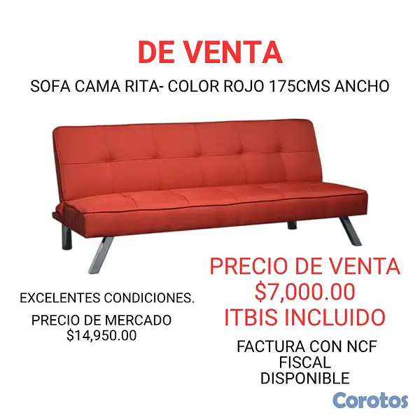 muebles y colchones - Sofá Cama Rita AZUL Y ROJOS 4