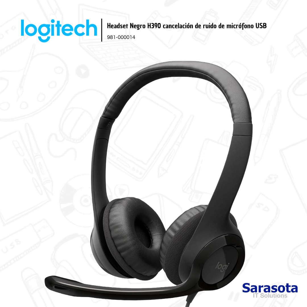 accesorios para electronica -  Logitech Headset H390 audífonos con micrófonos  0