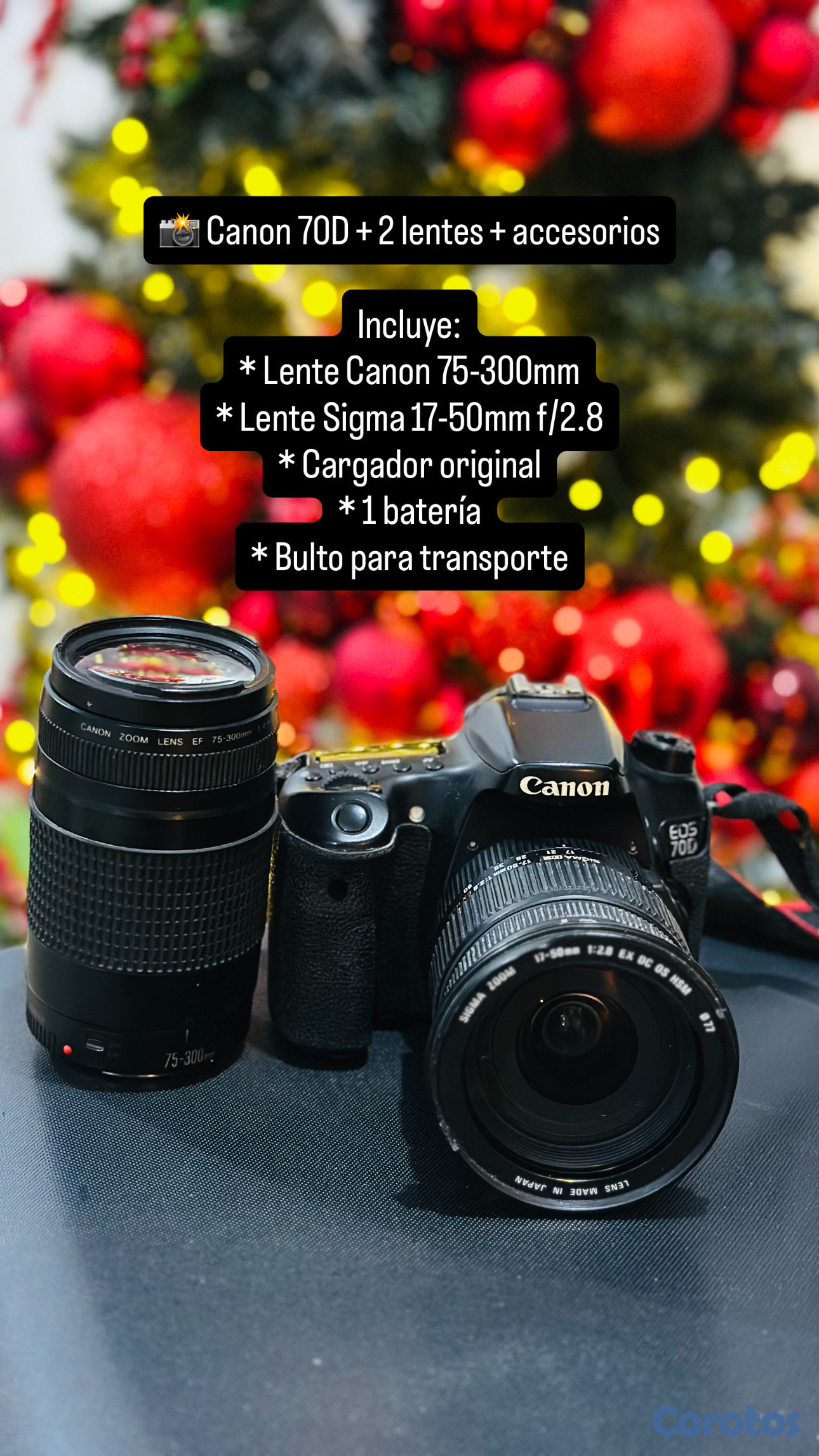 camaras y audio - 📸 Canon 70D + 2 lentes + accesorios