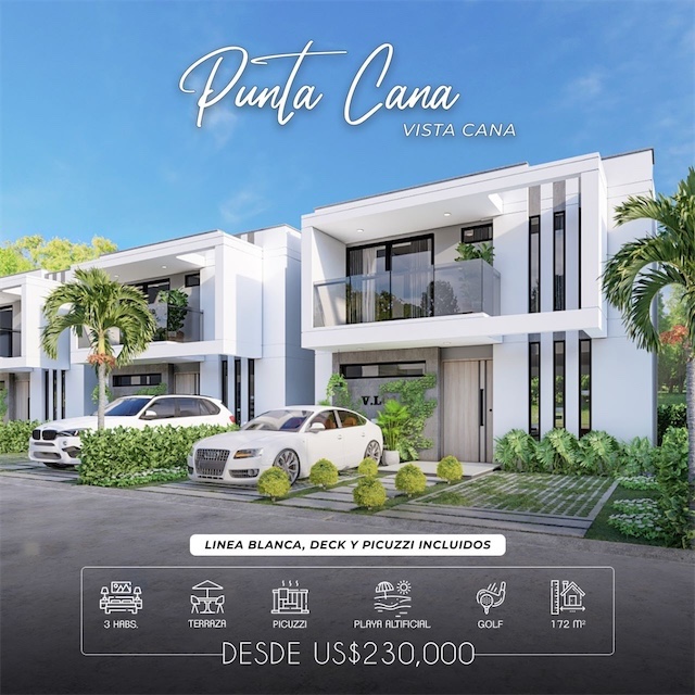 casas vacacionales y villas - Venta de Villa en vista cana punta cana con picuzzi (villas del lago) 1