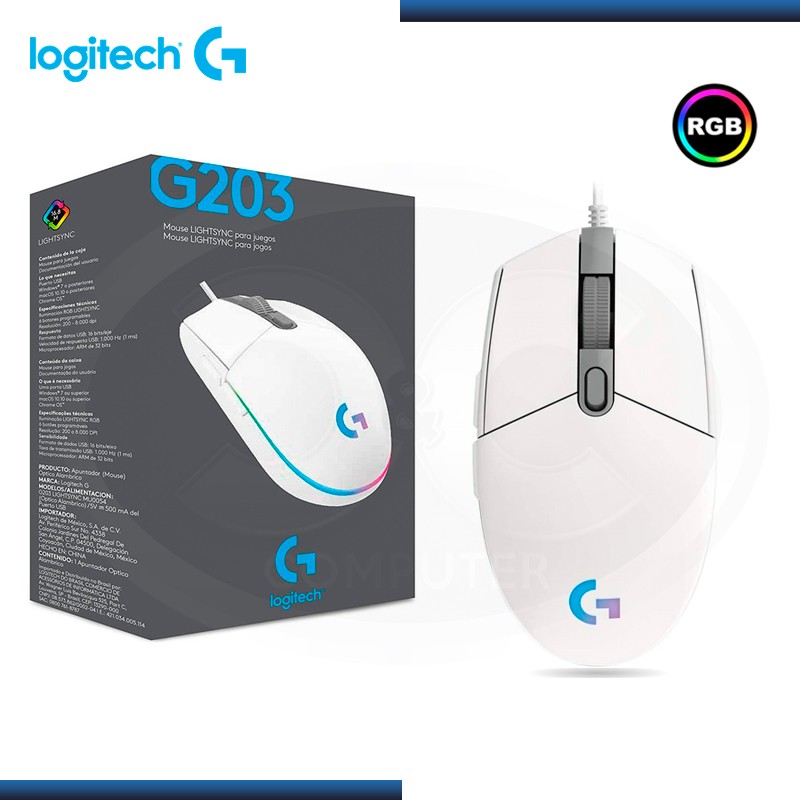 computadoras y laptops - MOUSE LOGITECH G203 LIGHTSYNC GAMING, USB,ILUMINACIÓN RGB LIGHTSYNC,6 BOTONES  0