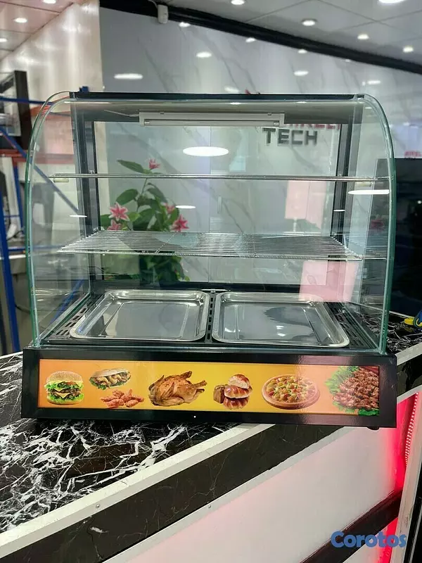 equipos profesionales - Vitrina electrica de alimentos exhibidora mostrador calentadora de comida rapida 5