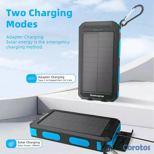 accesorios para electronica - Cargador solar 20,000 mAh ⚡ carga rápida, 4 cables, 3 puertos y linterna dual 🔋 3