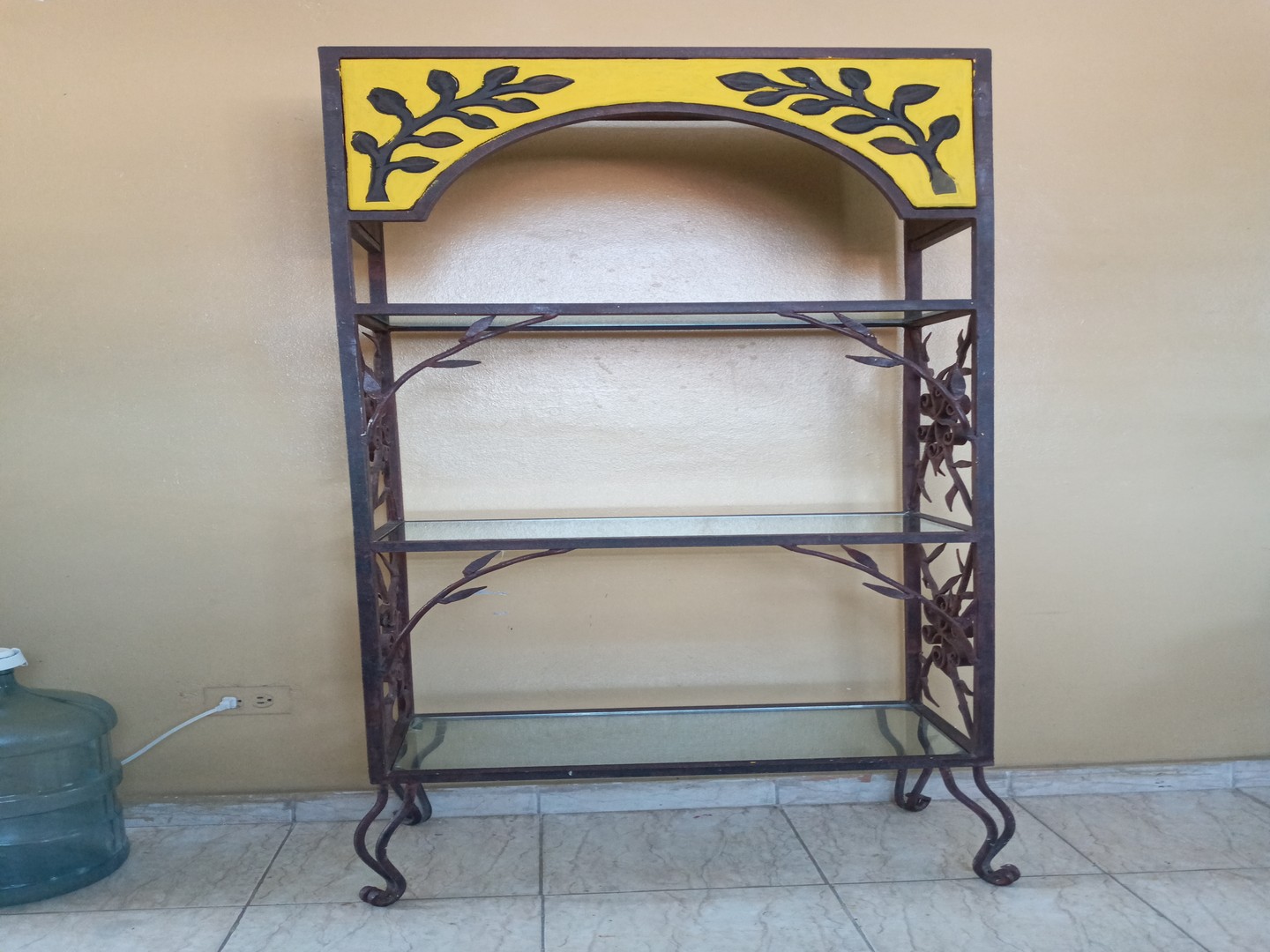 decoración y accesorios - Estante-librero-escritorio precioso en 3 materiales hierro madera y cristal prec