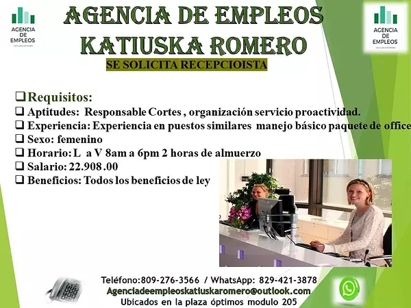 empleos disponibles - se necesita recepcionista  2