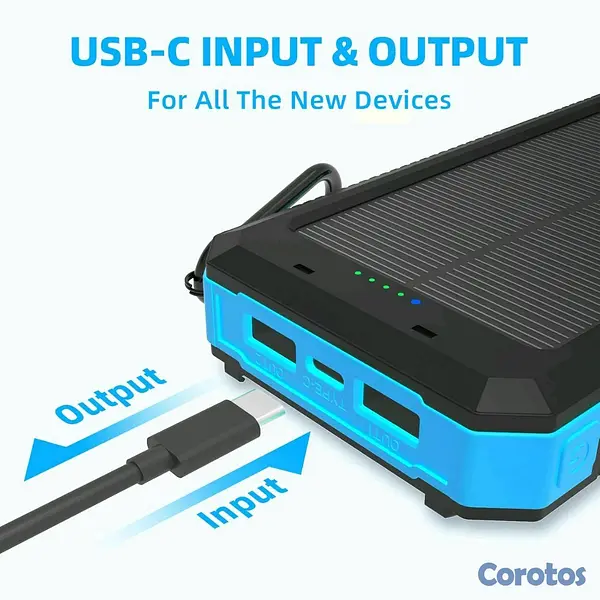 accesorios para electronica - Cargador solar 20,000 mAh ⚡ carga rápida, 4 cables, 3 puertos y linterna dual 🔋 4